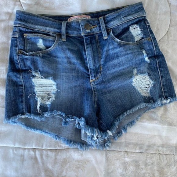 Guess Jeans distressed raw hem denim shorts size 25 - Picture 1 of 2